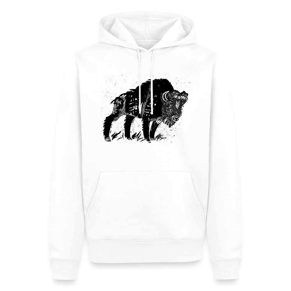 Men’s Premium Hoodie - “Wilder Bison” - Weiß