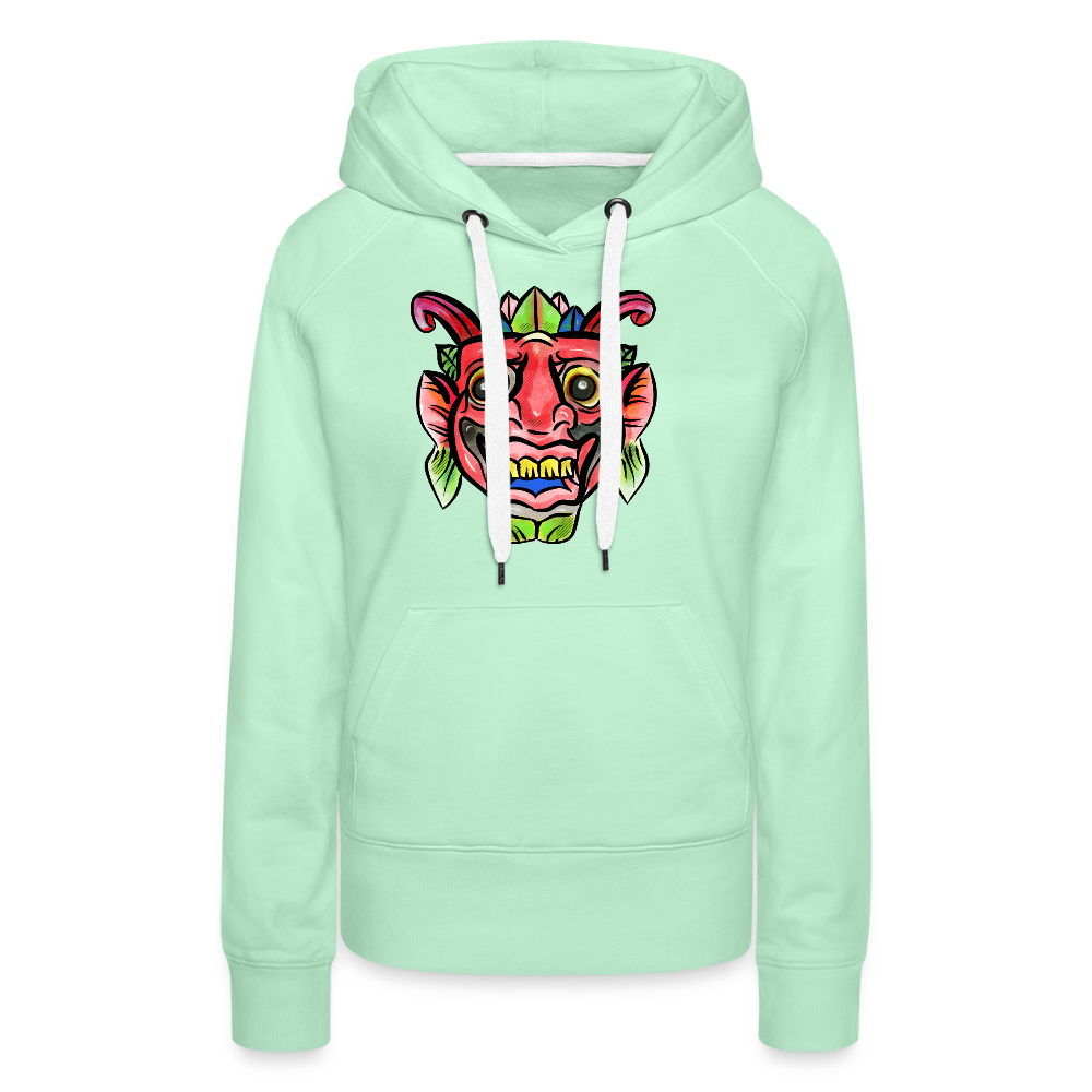 Frauen Premium Hoodie - "Bunte Maske" - helles Mintgrün