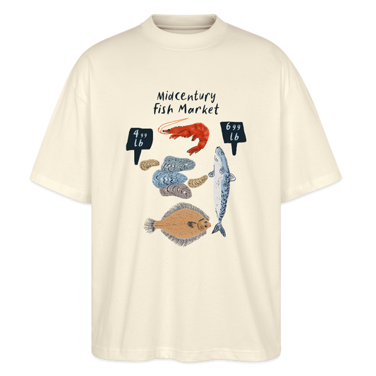 Stanley/Stella Oversized Unisex Bio T-Shirt - “Midcentury Fish Market” - Weißgrau