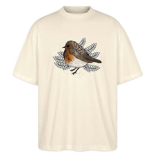 Stanley/Stella Oversized Unisex Bio T-Shirt - "Rotkehlchen" - Weißgrau