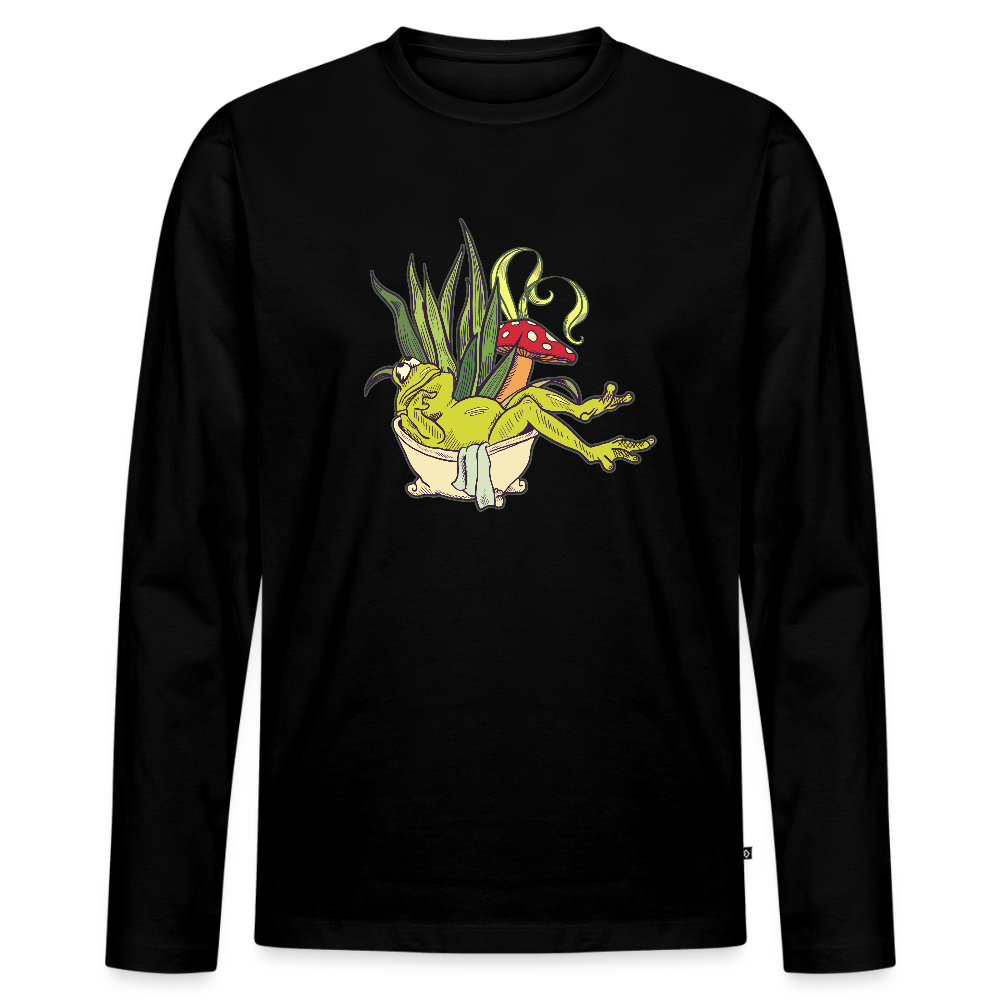 Männer Premium Langarmshirt - “Cottagecore_Frosch in der Wanne” - Schwarz