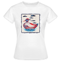 Frauen T-Shirt - “Blaurote Ente” - Weiß