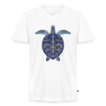 Männer Bio-T-Shirt mit V-Ausschnitt - "Meeresschildkröte" - Weiß