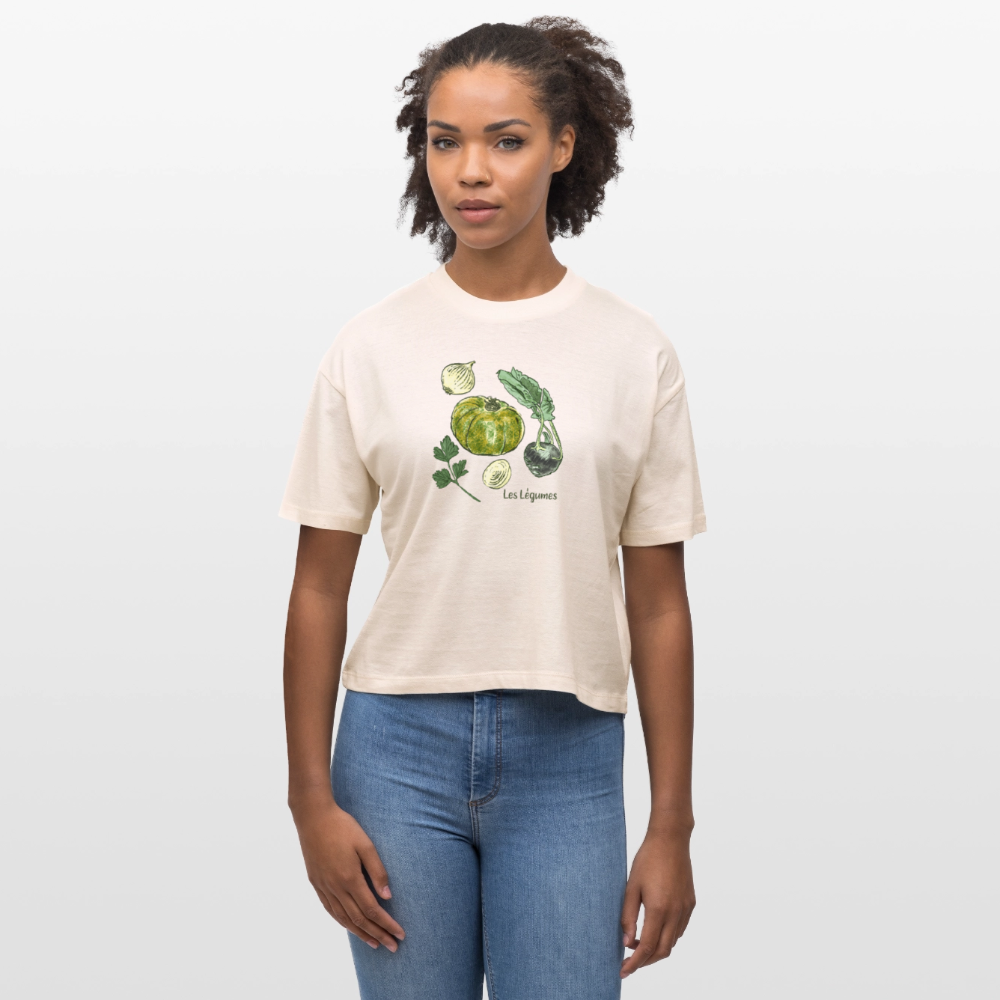 Stanley/Stella Frauen Boxy Bio-T-Shirt Nova - “Gemüse Collection Print” - Weißgrau