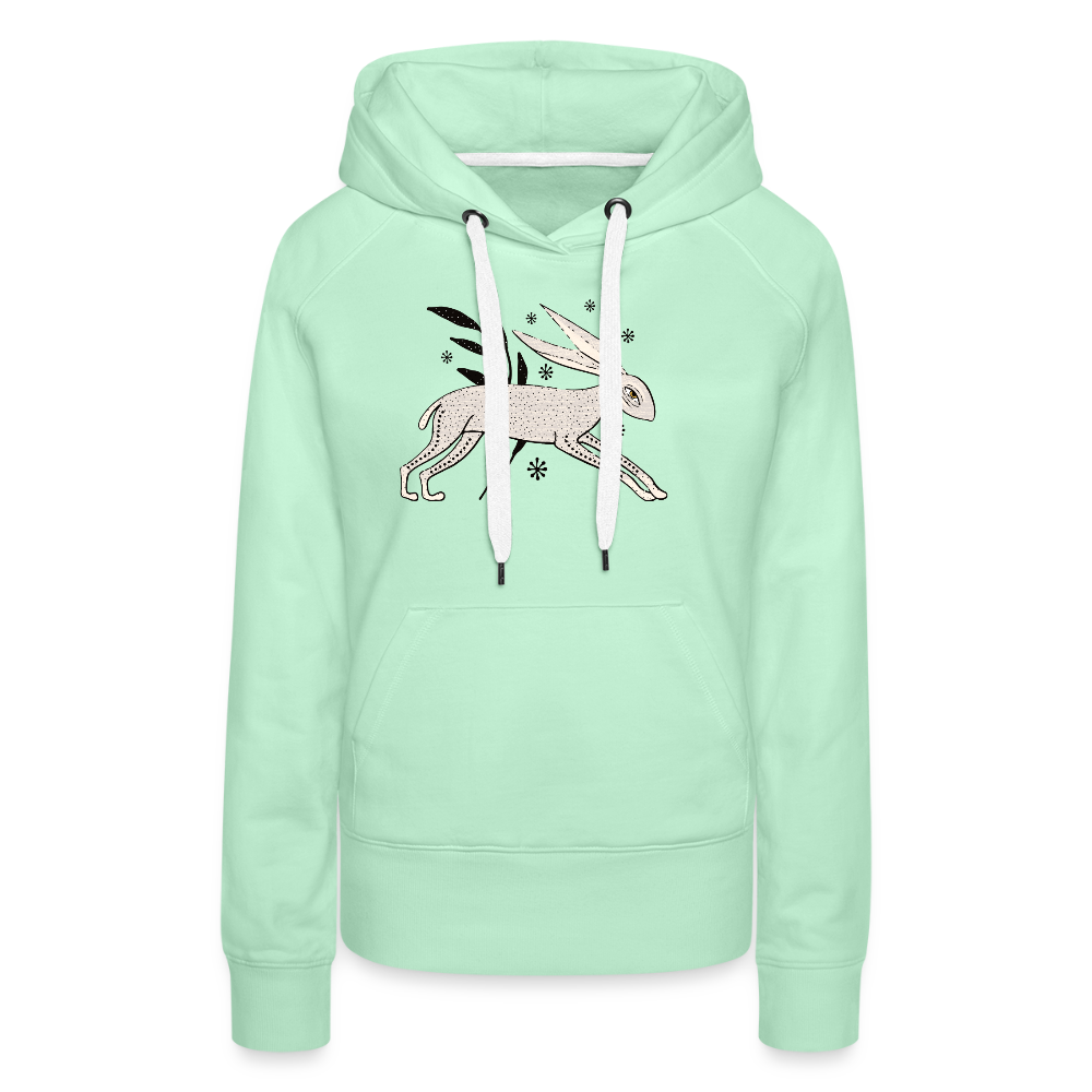 Frauen Premium Hoodie  "Winterhase" - helles Mintgrün