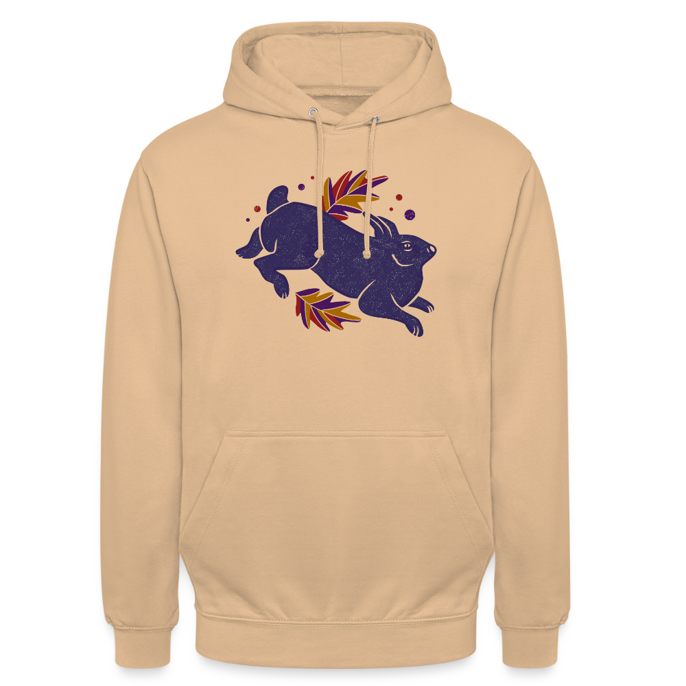Unisex Hoodie "Hase im Laub" - Pfirsich