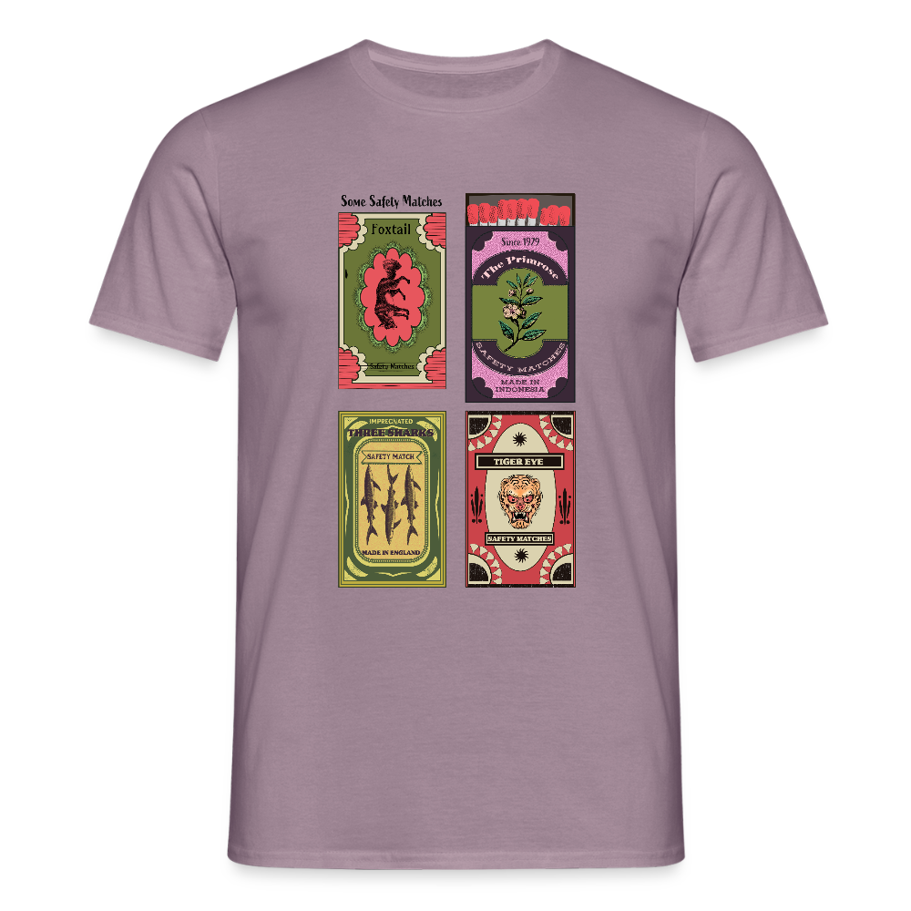 Männer T-Shirt - "Safety Matches" - Lilagrau 