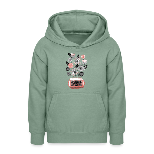Teenager Hoodie - “Vintage Vase” - Graugrün