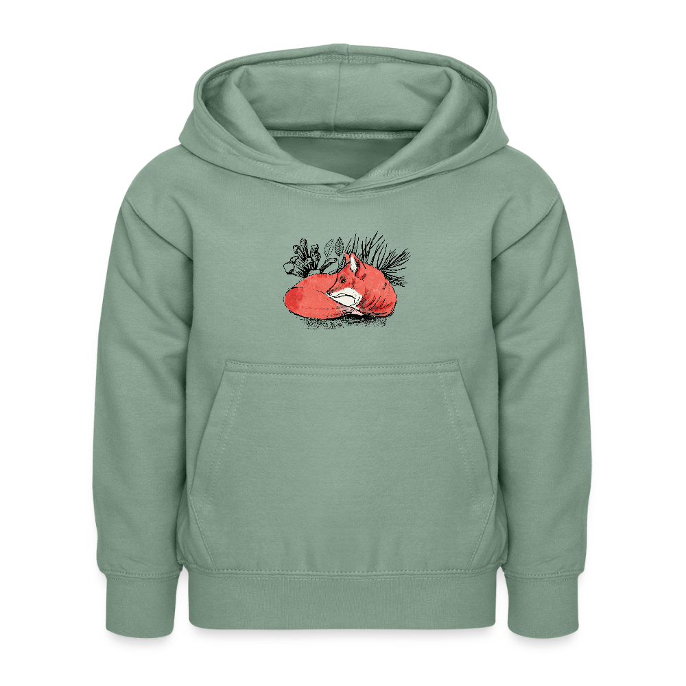 Kinder Hoodie - "Ruhender Fuchs" - Graugrün