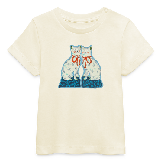 Stanley/Stella Baby Bio-T-Shirt - “Zwei Porzellankatzen” - Weißgrau