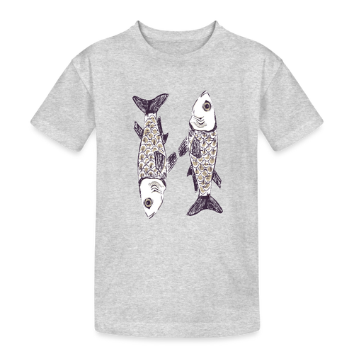 Kinder Heavy Cotton T-Shirt - “Zwei Sardinen” - Grau meliert