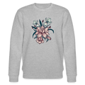 Männer Bio-Sweatshirt - "Vintage-Orchideen" - Grau meliert