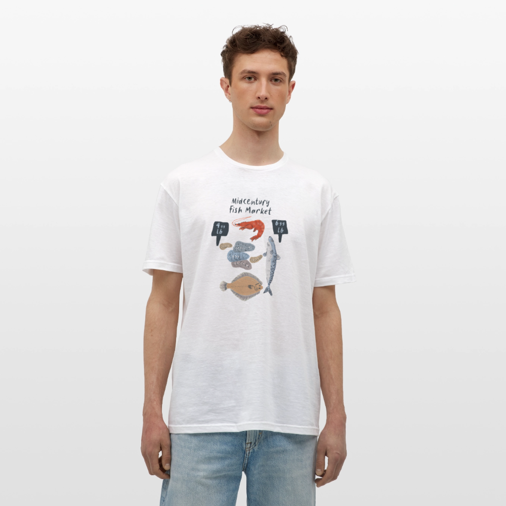 Männer T-Shirt - “Midcentury Fish Market” - Weiß