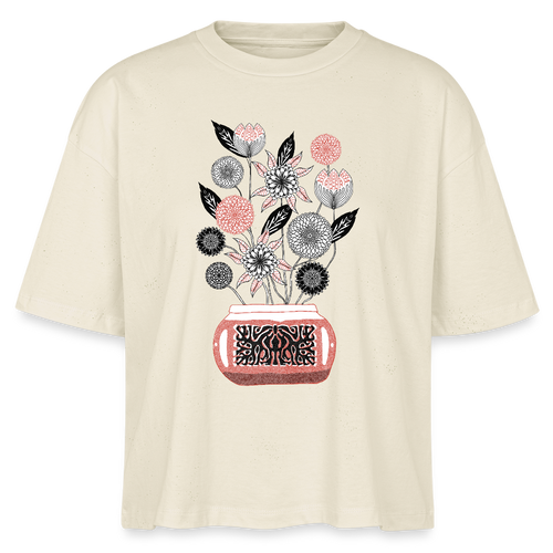 Stanley/Stella Frauen Boxy Bio-T-Shirt - “Vintage Vase” - Weißgrau