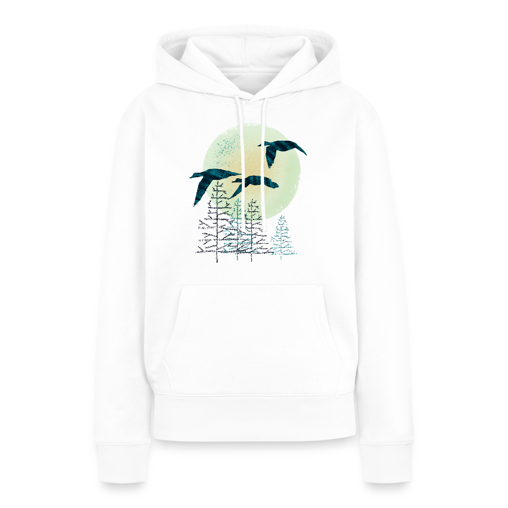 Frauen Premium Hoodie - "Zugvögel" - Weiß