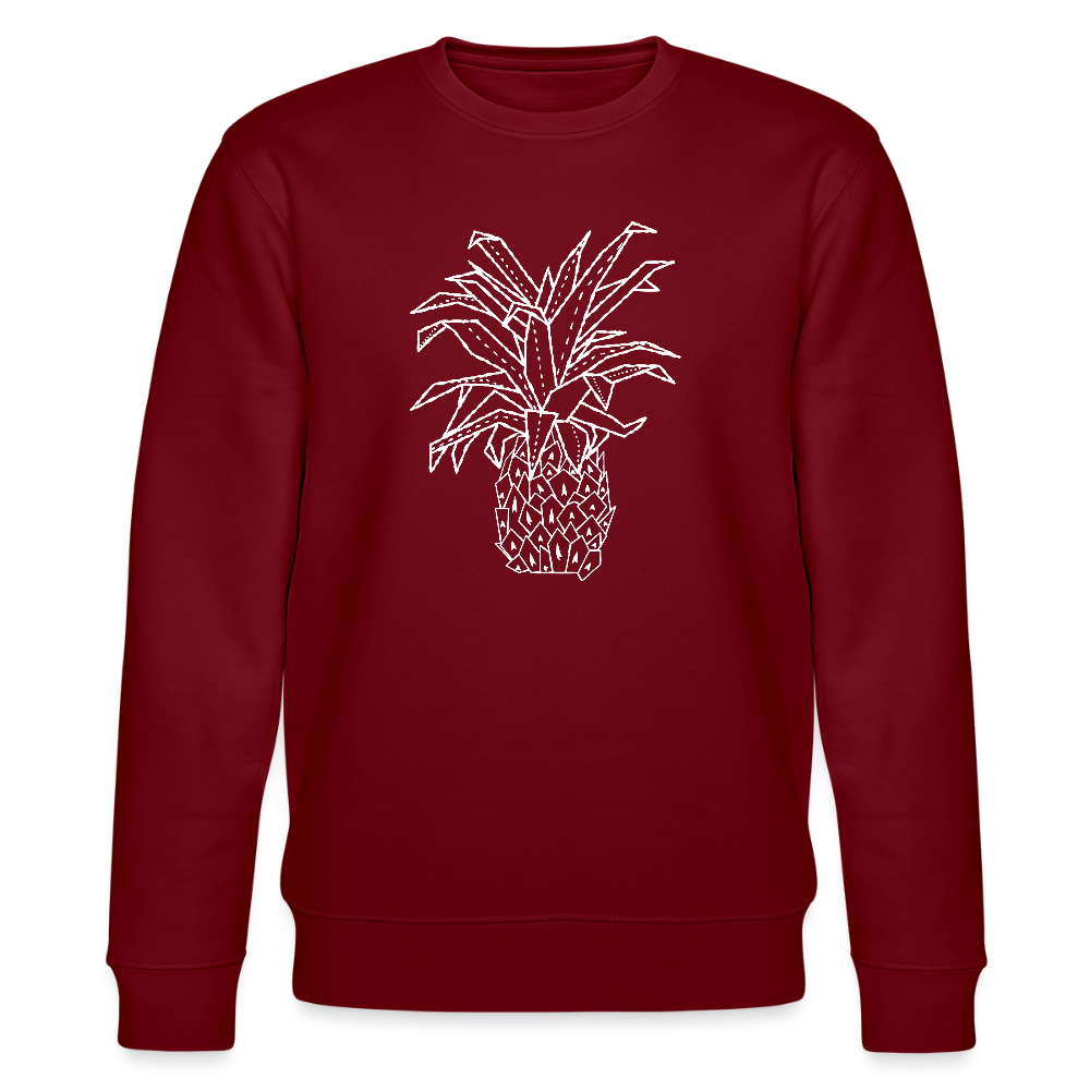 Männer Bio-Sweatshirt "Grafische Ananas" - Burgunderrot