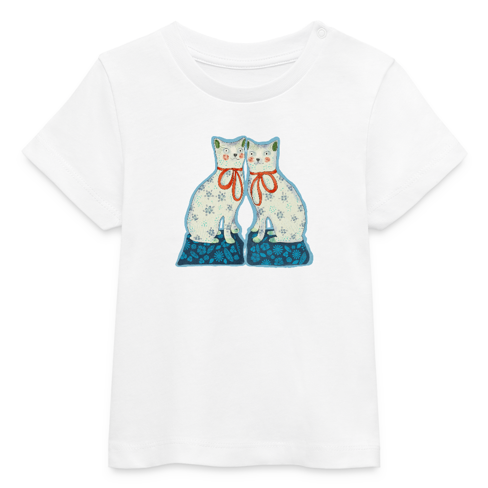 Stanley/Stella Baby Bio-T-Shirt - “Zwei Porzellankatzen” - Weiß