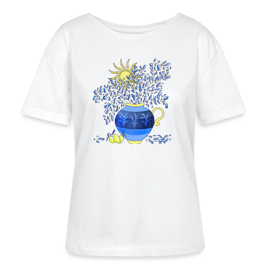 Stanley/Stella Relaxed Rundhals Frauen Bio-T-Shirt - "Vase mit Zitronen" - Weiß