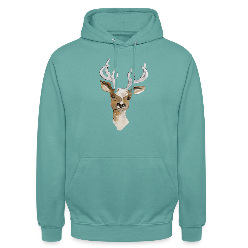 Unisex Hoodie "Hirsch in Aquarell" - Pastelltürkis