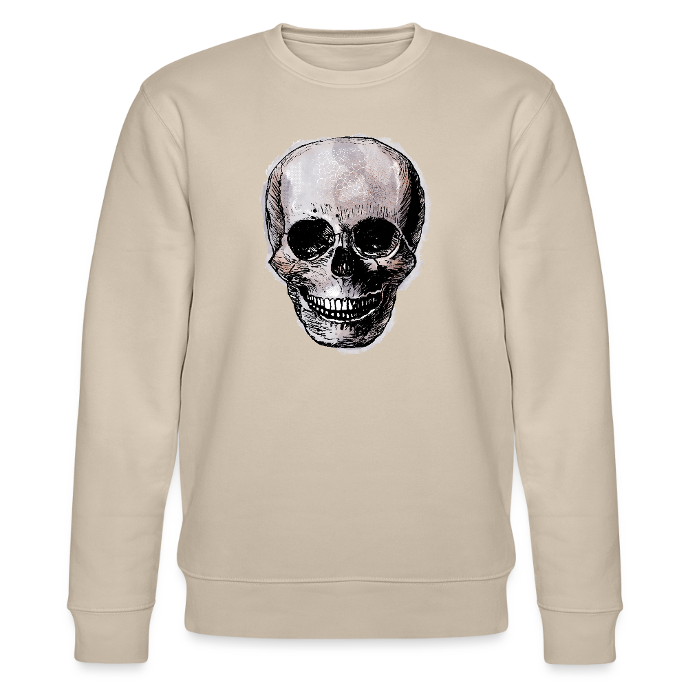 Männer Bio-Sweatshirt - "Totenkopf in Tinte" - Beige