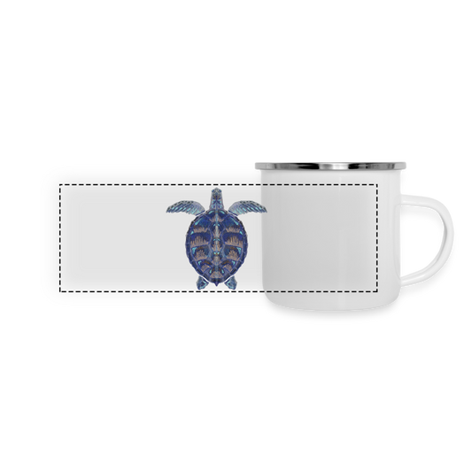 Panorama Emaille-Tasse - "Meeresschildkröte" - weiß
