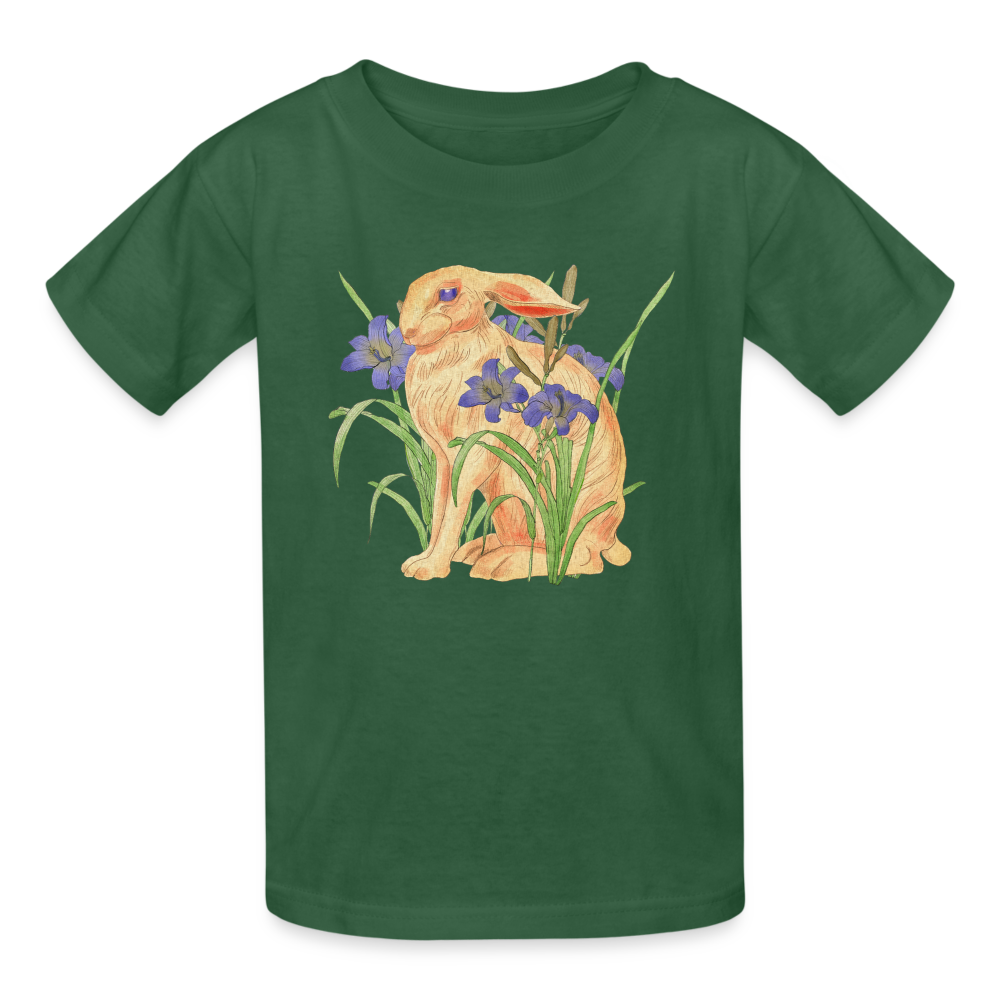 Kinder T-Shirt von Russell -  "Feldhase" - Flaschengrün