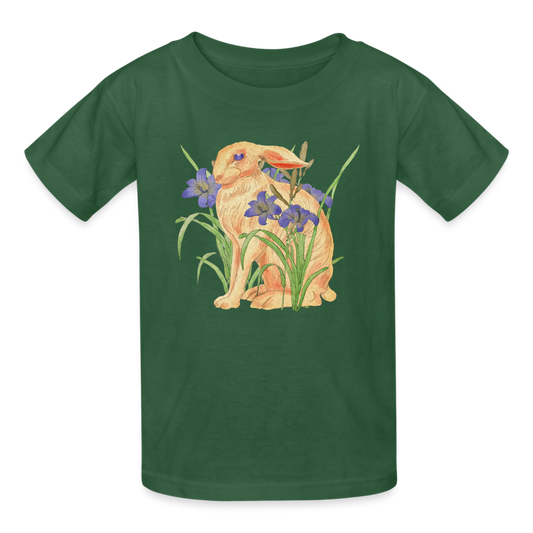 Kinder T-Shirt von Russell -  "Feldhase" - Flaschengrün