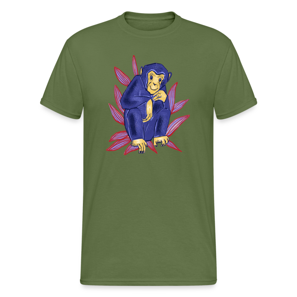 Männer Gildan Heavy T-Shirt - “Blauer Affe” - Militärgrün