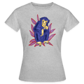 Frauen T-Shirt - “Blauer Affe” - Grau meliert
