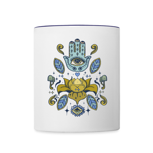 Tasse zweifarbig - "Fatimas Lotos" - Weiß/Kobaltblau