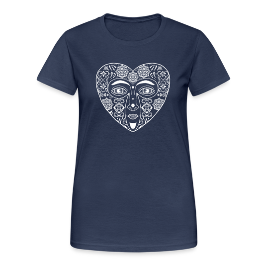 Frauen Gildan Heavy T-Shirt - “Azulejo Herz” - Navy