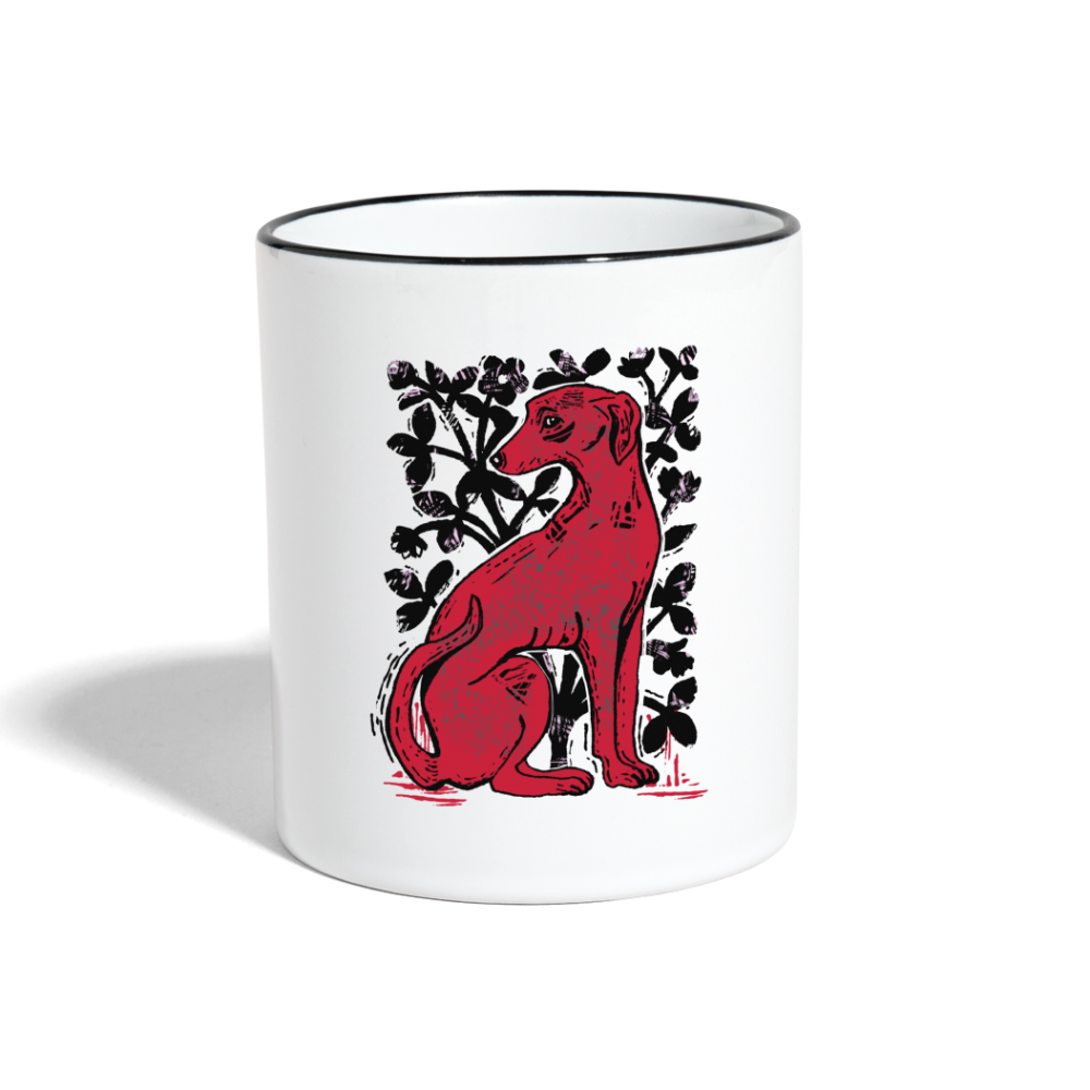 Tasse zweifarbig - “Medieval Dog” - Weiß/Schwarz