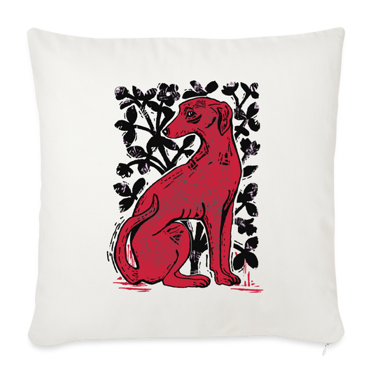 Sofakissen mit Füllung 44 x 44 cm - “Medieval Dog” - Naturweiß