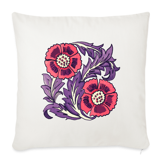 Sofakissenbezug 44 x 44 cm - “Vintage Poppy“ - Naturweiß