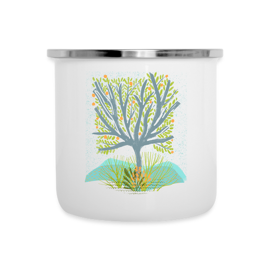 Emaille-Tasse - “Frühlingswiese” - weiß