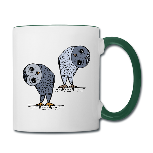 Staunende Eulen - Tasse zweifarbig - Hinter dem Mond