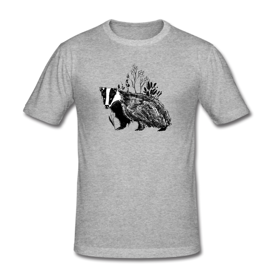 Männer Slim Fit T-Shirt "Dachs im Gras" - Hinter dem Mond