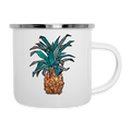 Emaille-Tasse "Ananas Bronze" - weiß