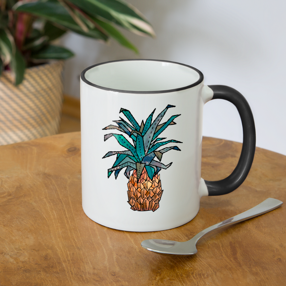 Tasse zweifarbig "Ananas Bronze" - Weiß/Schwarz