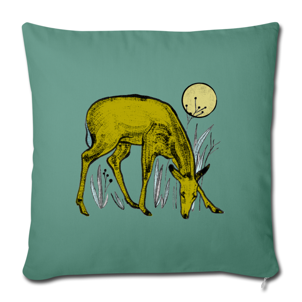 Sofakissen mit Füllung 44 x 44 cm - "Reh in Olive" - Hinter dem Mond