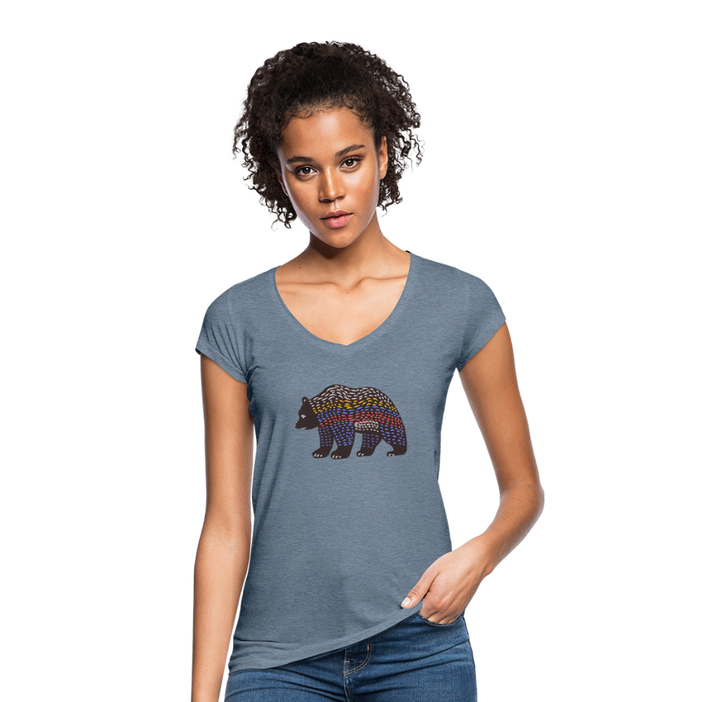 Frauen Vintage T-Shirt - "Bunter Grizzly" - Hinter dem Mond