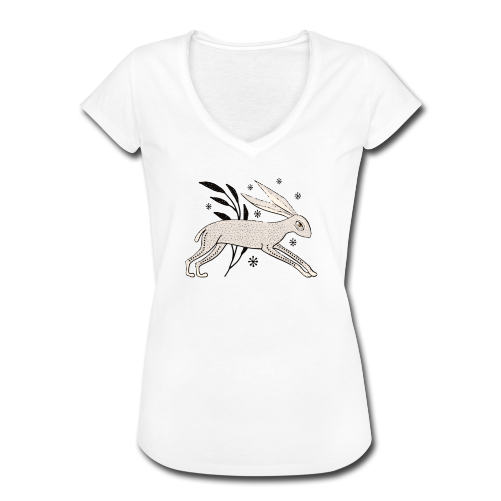Frauen Vintage T-Shirt - "Winterhase" - Hinter dem Mond