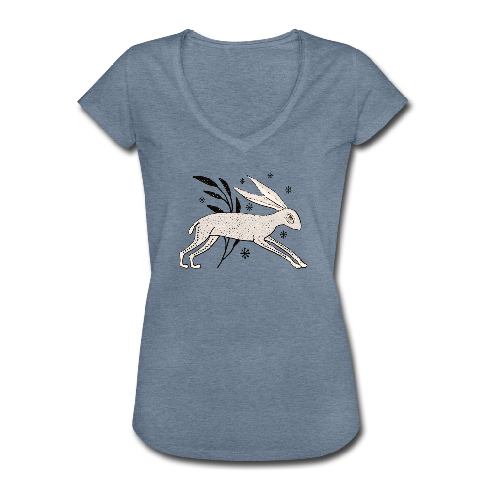 Frauen Vintage T-Shirt - "Winterhase" - Hinter dem Mond