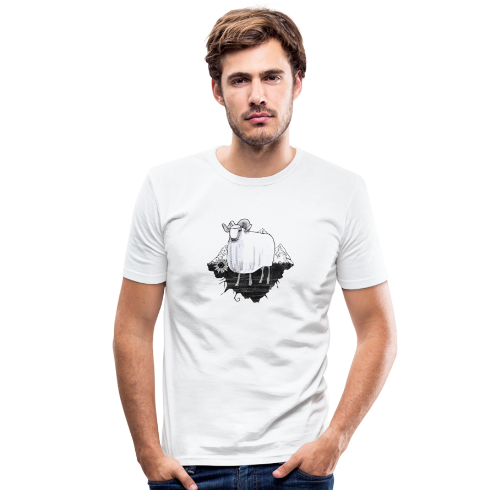 Männer Slim Fit T-Shirt - "Schaf in den Bergen" - Hinter dem Mond