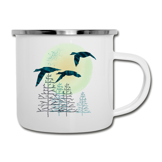 Emaille-Tasse "Zugvögel" - Hinter dem Mond