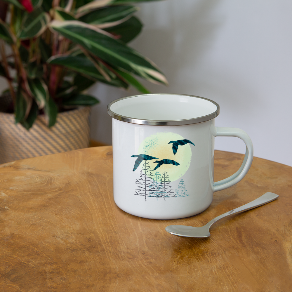 Emaille-Tasse "Zugvögel" - Hinter dem Mond