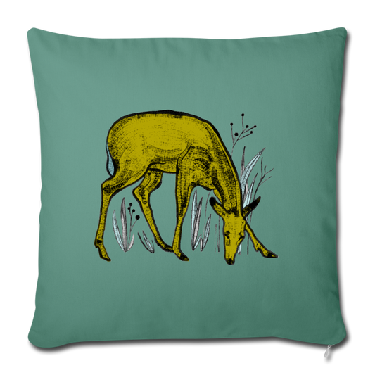 Sofakissen mit Füllung 44 x 44 cm - "Reh in Olive" - Hinter dem Mond