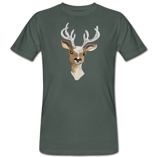 Männer Bio-T-Shirt - "Hirsch in Aquarell" - Hinter dem Mond