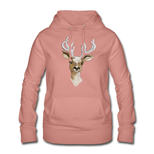 Frauen Hoodie - "Hirsch in Aquarell" - Hinter dem Mond
