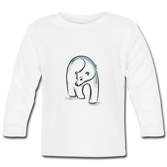 Baby Langarmshirt - "Eisbär in Tusche" - Hinter dem Mond